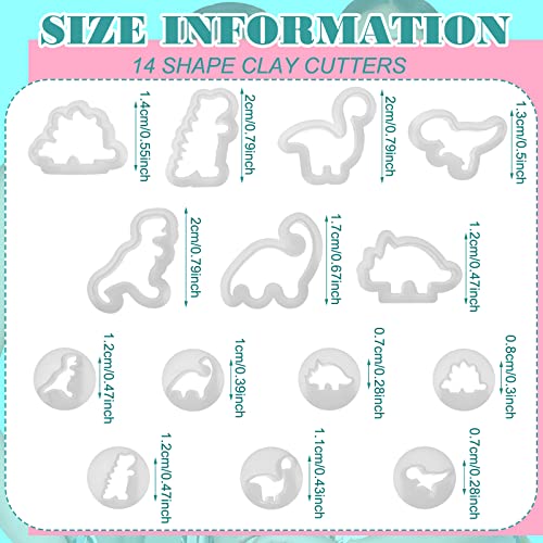 14 Pcs Dinosaur Polymer Clay Cutters Mini Dinosaur Shaped Clay Cutters Earring Making Tool Kit Cute Jewelry Modeling Polymer DIY Supplies Embossing Animal Earring Molds School Holidays Birthday Gift