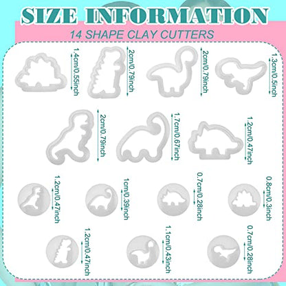 14 Pcs Dinosaur Polymer Clay Cutters Mini Dinosaur Shaped Clay Cutters Earring Making Tool Kit Cute Jewelry Modeling Polymer DIY Supplies Embossing Animal Earring Molds School Holidays Birthday Gift