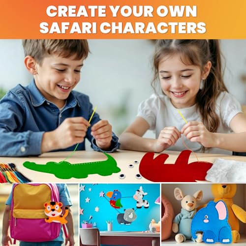 Sewing Kit for Kids Ages 4-8 - 12 Beginner DIY Kids Sewing Crafts Ages 4-7 - color: 6.0 Safari