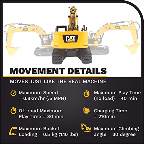 Diecast Masters RC Truck CAT 336 Excavator | Fully Functional Radio Control 1:24 Scale Model Remote Truck, Caterpillar Trucks Yellow 25001