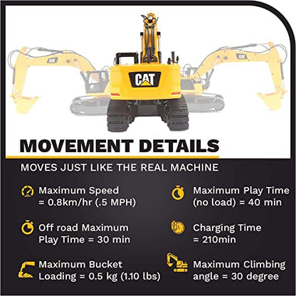 Diecast Masters RC Truck CAT 336 Excavator | Fully Functional Radio Control 1:24 Scale Model Remote Truck, Caterpillar Trucks Yellow 25001