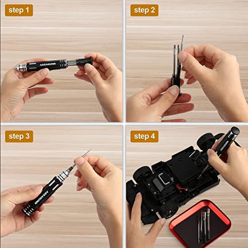 10 in 1 RC Model Repair Tools Kit with 1.5/2.0/2.5/3.0/4.0/5.5mm Hex Bits - color: Black With Red Tray