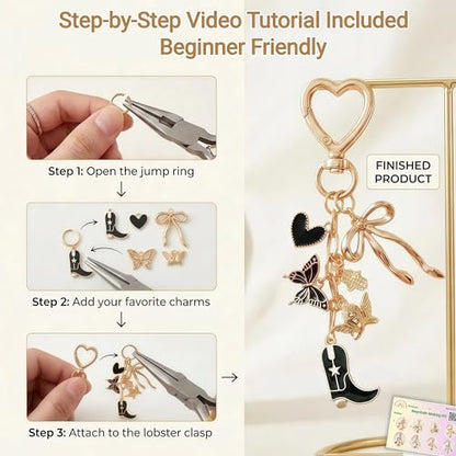 NewOasis 768Pcs Keychain Making Kit,DIY Bag Charm Kit,Huge Variety - color: Gold-768pcs kit
