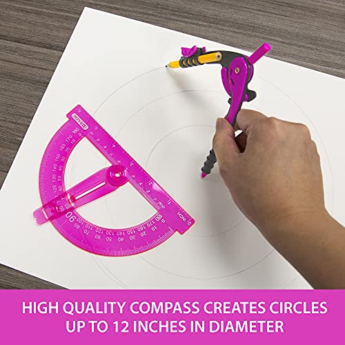 BAZIC PRODUCTS Scale-Arm Compass with #2 Pencil & 6 in Protractor, 4-Set - size: 1 Count (Pack of 4)