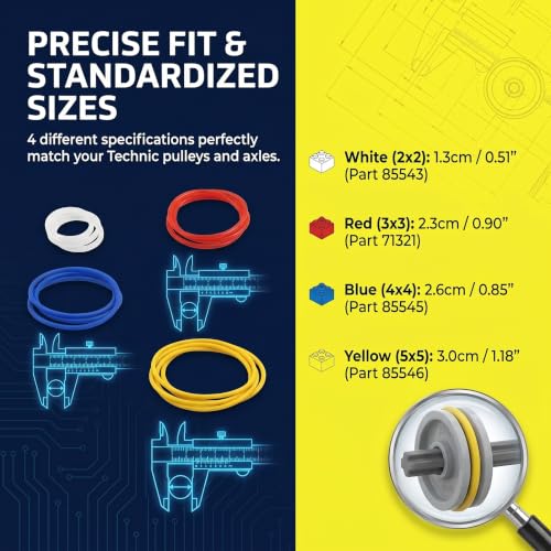 Rubber Bands for technic Parts, Compatible with Mainstream Building Block Brands, Great for Race Cars, Power Motors & All DIY Custom Mechanical MOC Builds.