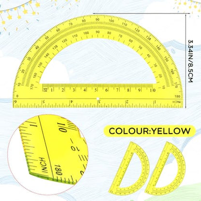 EBOOT 2 Pack Plastic Protractor 180 Degree Math Protractors 6 Inch,Yellow - color: Yellow
