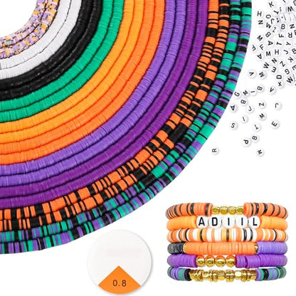 ADIIL 7200pcs Clay Beads Bracelet Making Kit, 6mm Polymer Heishi Beads for Jewelry Making, Friendship Bracelet Kit Birthday Gift for Adults Halloween - color: Halloween