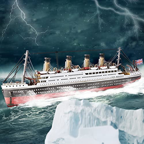 Piececool 3D Puzzles for Adults, Titanic Metal Ship Model Building Kits, Difficult Watercraft Cruise DIY Arts and Crafts Birthday Gifts for Men Women Couples Desk Decor - style: Titanic