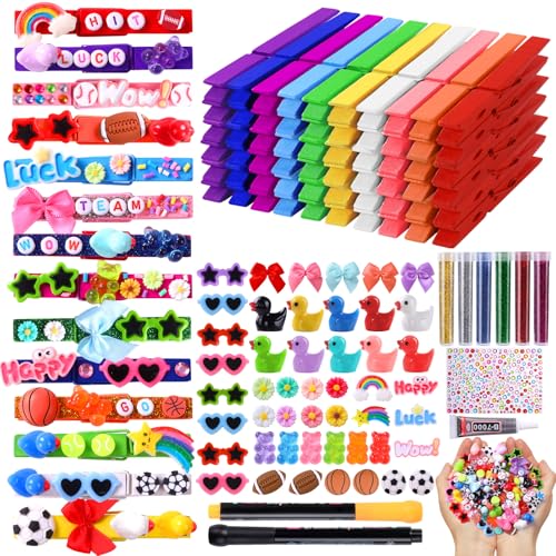 JOICEE 60 Set Cheer Pins Spirit Clips Cheer Clothes Pins Kit - color: Multicolor1