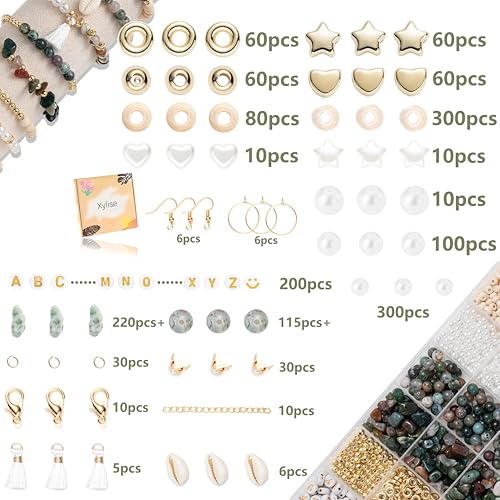 Xylise Jewelry Making Supplies Kit Natural Stone Beads for Irregular Natural Stone with for DIY Craft Bracelet Necklace Earrings for Adults(Agate) - color: Agate