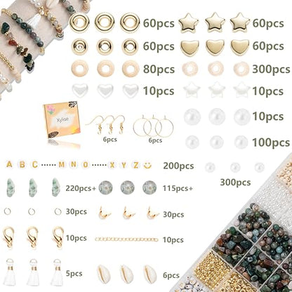 Xylise Jewelry Making Supplies Kit Natural Stone Beads for Irregular Natural Stone with for DIY Craft Bracelet Necklace Earrings for Adults(Agate) - color: Agate