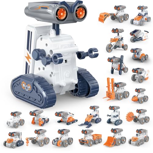 21 in-1 Solar Robot Building Kit STEM Gift for Kids 8-13, DIY Educational Science Robotics Toy Battery Solar Powered STEM Building Toy Set with 210 Pieces - size: 21 in 1