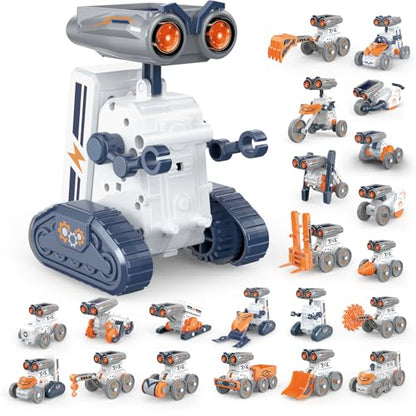 21 in-1 Solar Robot Building Kit STEM Gift for Kids 8-13, DIY Educational Science Robotics Toy Battery Solar Powered STEM Building Toy Set with 210 Pieces - size: 21 in 1