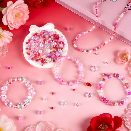 Red Glass Beads Bulk for Jewelry Making, Suncatchers, Crafts Crystal Bead - color: Red, size: 636pcs