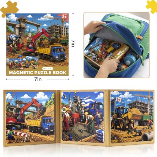 Biarek Construction Vehicle Magnetic Puzzles for Kids 3-5, 37-Piece Set - color: Construction Vehicle - 37 Pieces