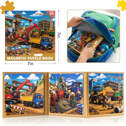 Biarek Construction Vehicle Magnetic Puzzles for Kids 3-5, 37-Piece Set - color: Construction Vehicle - 37 Pieces