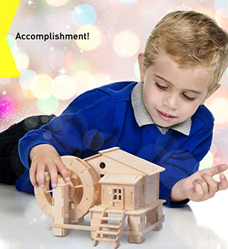 Puzzled Water Mill 3D Puzzle Woodcraft Jigsaw Construction Kit - 65 Pieces