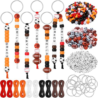 Landical 564 Pcs Sport Keychain Making Kit DIY Name Bead Key Chain Craft - color: Retro Color, style: Sports