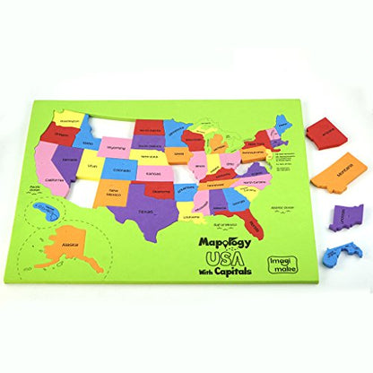 Imagimake Mapology USA Map Jigsaw Puzzle, Learn States, Capitals with Flags - style: USA Map with Capitals