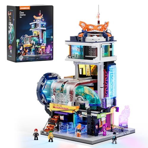 Lumibricks Cyberpunk Floating-Train-Station Lighting Building Set, 2760 Pcs