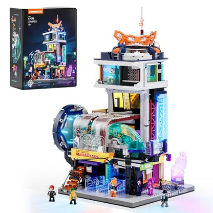 Lumibricks Cyberpunk Floating-Train-Station Lighting Building Set, 2760 Pcs