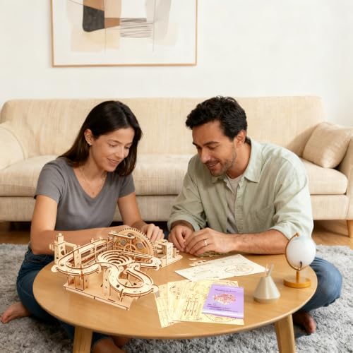 3D Puzzle Wooden Marble Run for Adults DIY Mechanical Puzzle Wood Crafts