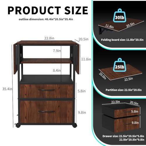 Heat Press Table with Pull-Out Tray, 4-Tier Rolling Workstation - color: Brown