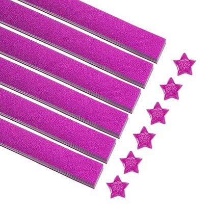 MECCANIXITY 200 Sheets Origami Paper Glitter Stars Papers Rose Red Fold Paper for Beginner Arts Crafts Projects,0.4 x 8.7 Inch - color: Rose Red