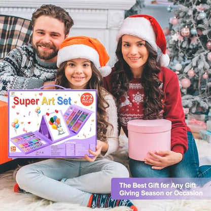 Art Supplies, 272 Pack Art Set Crafts Drawing Kit for Kids Girls Boys Teens - color: Purple