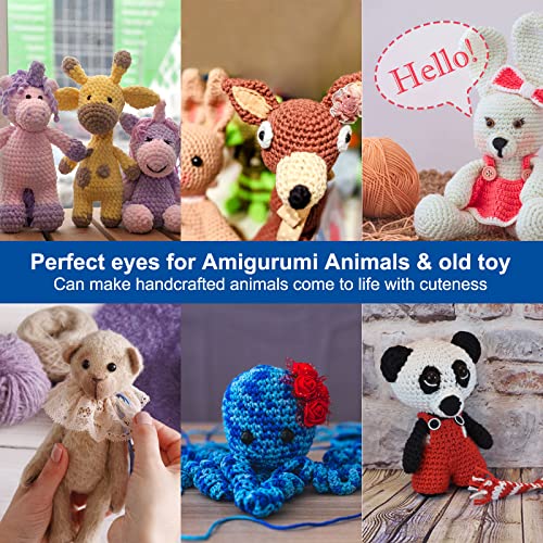 RuWfpz Glitter Safety Eyes for Crocheting Amigurumi 20mm 3D Large 5 Colors - size: 20 mm