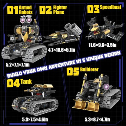 STEM Robot Building Kit for Kids Ages 6-14 | 323 PCS 5-in-1 | 4 Control Modes | APP & Remote Control | Rechargeable Coding Robot Toy | Engineering Educational Gift for Boys Girls - style: K96185