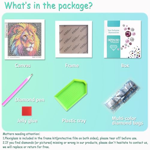 Libfx Diamond Art Kits for Kids with Frame Diamond Art for Girls Boys Beginners Arts and Crafts Birthday Gifts (Lion) - color: Lion