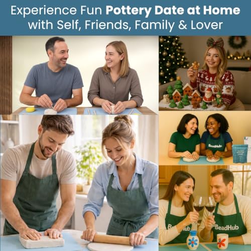 Pottery Kit for Beginners, 4.4LBS Air Dry Clay for Adults with Sculpting Tools, Paint, Glaze, 2kg Air-Dry Modeling Clay | Molding, Sculpt & Painting Set, Hobby Date Night DIY Art Craft Kits (White) - color: A White