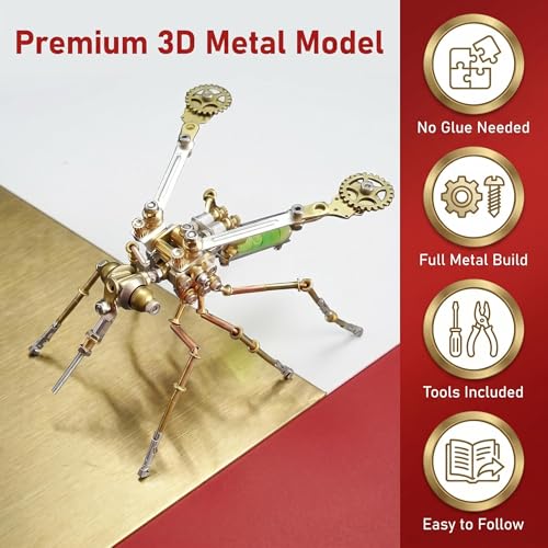 3D Metal Model Mechanical Kits Steampunk Insects Mosquito Puzzle for Adults 140+ Parts 3 Hours Build Cool Desk Decor Christmas & Birthday Gift for Men Father (Mosquito) - style: Mosquito