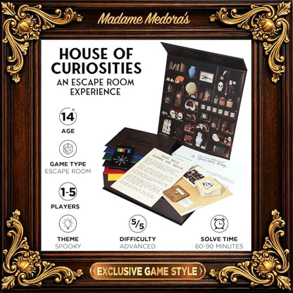 Madame Medora's House of Curiosities: Engaging Ghost-Themed Mystery Solving Game Kit for Adults. Cryptic Puzzle Files for Families, Friends, Immersive Date Night