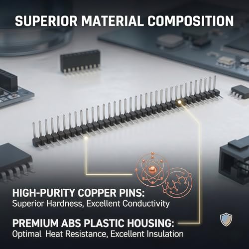 1x40 Pin Header Strip, Right Angle Pin Header Connector - size: Dual Row Right Angle