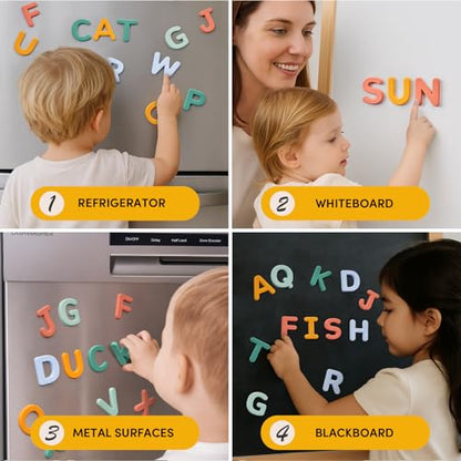 JoyCat Soft Silicone Magnetic Alphabet Letters, 26 Uppercase (Subtle Color) - color: Subtle Color