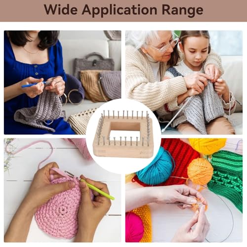 HERCHR Wooden Knitting Loom, Hand Knitting Loom Board Wooden Multi Craft Frame Weaving Loom Kit for Weaving Beginner Children Adults, 3.9 * 3.9in - color: 10*10cm