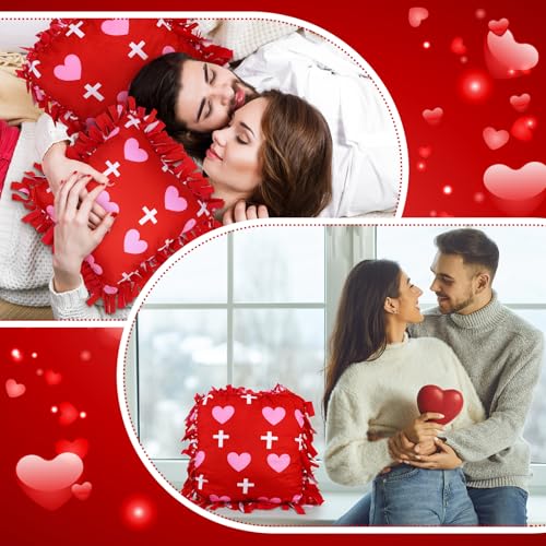 Chunful 6 Sets Valentine's Day Tied Pillow Craft Kit for Adults DIY Heart Religious Cross Pillow Craft Gifts for Valentine's Day Party Decor VBS Favors Giveaways - style: Valentine's Day