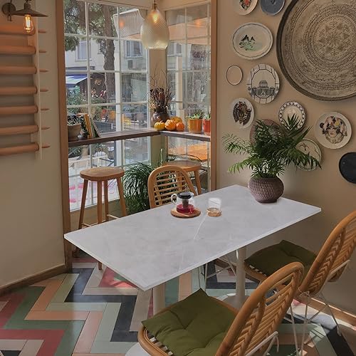 Kaboon Universal Tabletop 55"x27.5", Solid One-Piece Melamine Table Top, Double Desk L-Desk DIY, Home and Office Countertop, White Rock - color: White Rock, size: 55x28