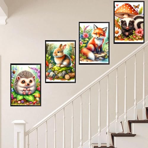 Axquilon 4 Pack Animal Diamond Art Kits for Adults- 9.8x13.7inch - color: 4 Pack Animal
