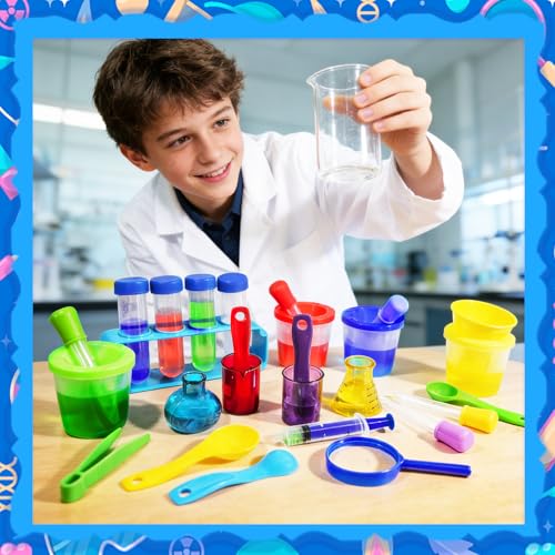Bbiamsleep 23 Pcs Beakers Test Tubes Set, Plastic Droppers Beaker Test Tube