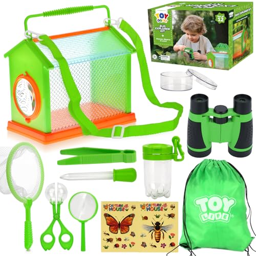 TOY Life Bug Catcher for Kids, Bug Catching Kit Kids Explorer Kit with Bug Net, Catching Tool, Tweezers, Magnifying Glass, Binoculars, Insect Catcher, Educational Outdoor Toys Kid Adventure Set - style: Core Explorer Set