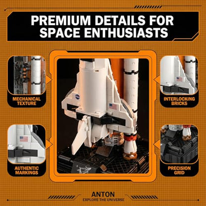 Space Shuttle Building Blocks Set, 616 Pieces Mini Rocket Model Kit with Launch Pad, Space Program Collectible Display, STEM Inspired Construction Toy for Hobbyists & Enthusiasts - style: Artemis
