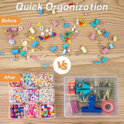 Exptolii Small Bead Organizer Box, 45Pcs Clear Plastic Case Mini Dimond Bead Storage Containers with Hinged Lids and Rectangle for Bracelet Making DIY Jewelry Craft Nail Small Parts - size: 45 Pcs