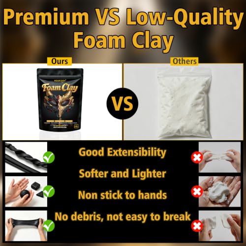 MEARCOOH Modeling air Dry Foam Clay Black Cosplay Magic Clay 300g (10.58oz) - color: Black, size: 300g