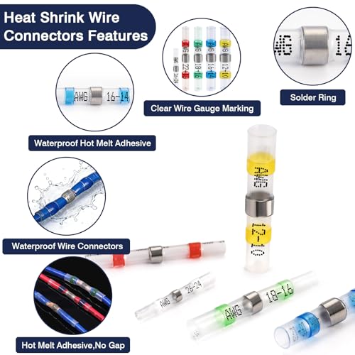 ZQZ 540Pcs Solder Heat Shrink Wire Connectors Kit Solder Stick Terminals - size: Solder Seal
