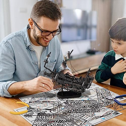 Piececool 3D Puzzles for Adults, Sea Ghost Pirate Ship DIY 3D Watercraft Metal Model Building Kits, Difficult 3D Puzzles for Family Time, Great Christmas Birthday Gifts - color: Sea Ghost
