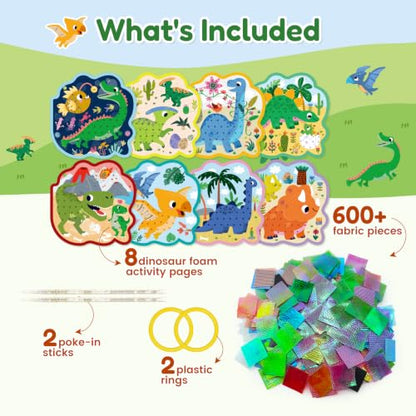 JoyCat Dinosaur Poke Art Kit for Kids, Reusable EVA Boards, Easy to Carry - color: Dinosaur World