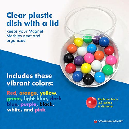 Dowling Magnets - 736606 Magnet Marbles (.63 inch in Diameter), Clear Dish, Small, Set of 20